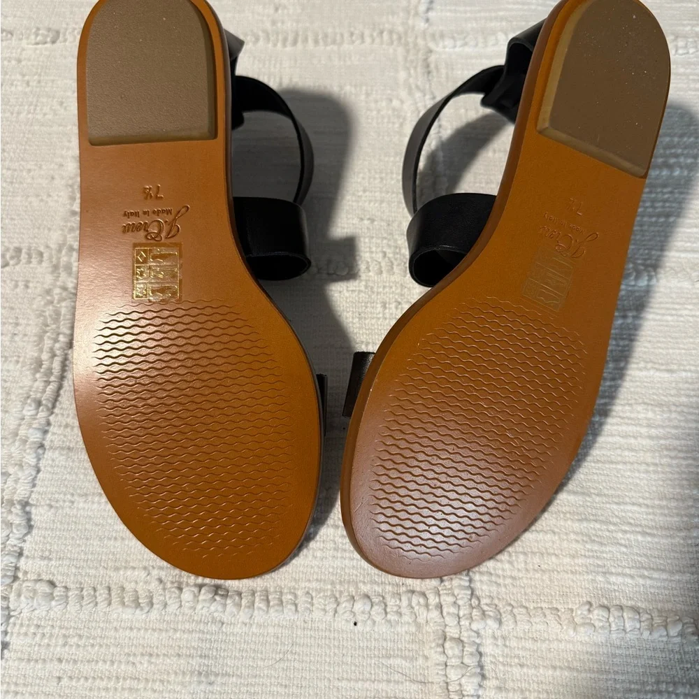 J.Crew Made in Italy Black Leather Strappy Sandals Size 7.5 - Picture 4 of 5